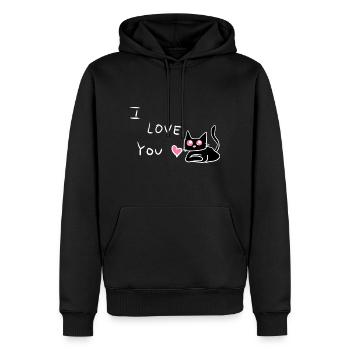 ich liebe dich katze tier - Männer Premium Bio Hoodie - Schwarz - Vorne - Nico (187cm)