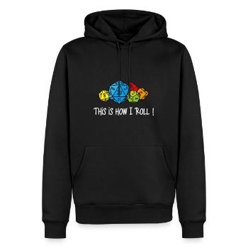 RPG: So rolle ich! - Männer Premium Bio Hoodie - Schwarz - Vorne - Nico (187cm)