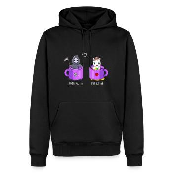 Ich ohne Kaffee Ich mit Kaffee Einhorn Kaffee - Männer Premium Bio Hoodie - Schwarz - Vorne - Nico (187cm)