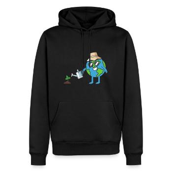 Terre Eaux Arboriculteur Journée de la Terre - Sweat à capuche Premium bio Homme - noir - Devant - Nico (187cm)