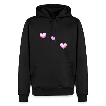 trois cœurs roses symbole amour - Sweat à capuche Premium bio Homme - noir - Devant - Nico (187cm)
