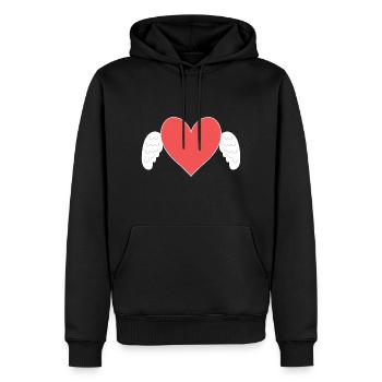 Coeur, Rouge, Ange, Symbole, Amour, Ailes - Sweat à capuche Premium bio Homme - noir - Devant - Nico (187cm)