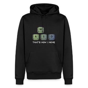 WASD Thats How I Move - Männer Premium Bio Hoodie - Schwarz - Vorne - Nico (187cm)