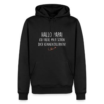 Hallo Papa! Ich freue mich dich kennenzulernen - Sweat à capuche Premium bio Homme - noir - Devant - Nico (187cm)
