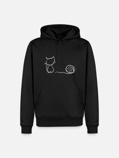 Cat Animal Wool Line Pet - Men’s Premium Organic Hoodie - black