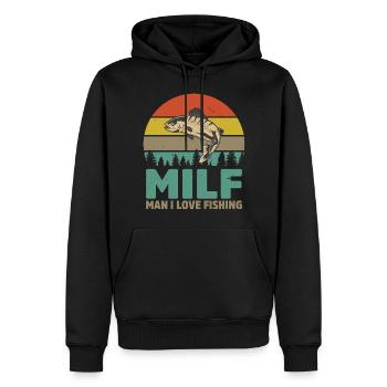Pêcheur Drôle pêche Pêche à la mouche Poisson - Sweat à capuche Premium bio Homme - noir - Devant - Nico (187cm)