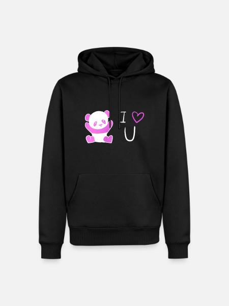 panda rose je t’aime - Sweat à capuche Premium bio Homme - noir