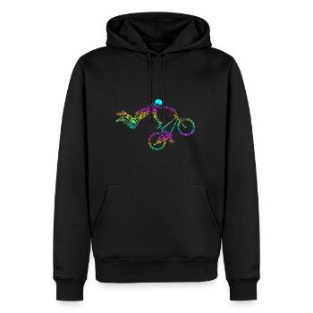 Le BMX - Sweat à capuche Premium bio Homme - noir - Devant - Nico (187cm)