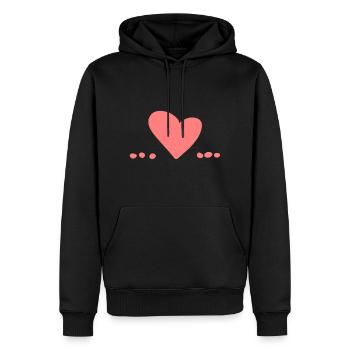 Coeur Amour Symbole Point Pois Rose - Sweat à capuche Premium bio Homme - noir - Devant - Nico (187cm)