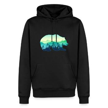 Jäger Bergsteiger Wanderer Bär - Männer Premium Bio Hoodie - Schwarz - Vorne - Nico (187cm)