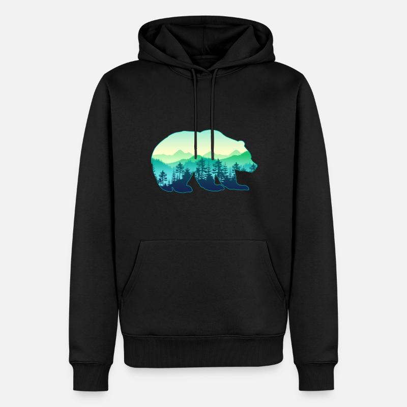 Jäger Bergsteiger Wanderer Bär - Männer Premium Bio Hoodie - Schwarz