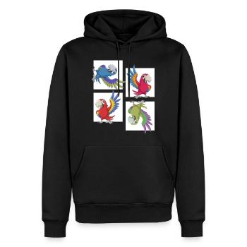 Le perroquet parlant montre un plumage coloré - Sweat à capuche Premium bio Homme - noir - Devant - Nico (187cm)