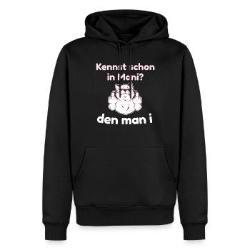 MITTELFINGER von Katze / Kennst schon in Mani? - Männer Premium Bio Hoodie - Schwarz - Vorne - Nico (187cm)