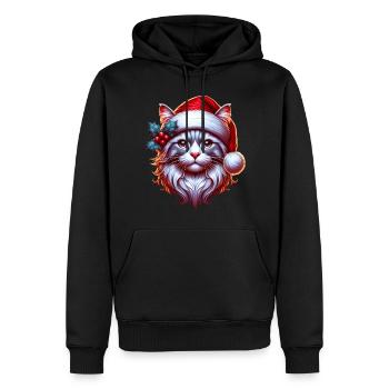 Chat de Noël Noël Noël - Sweat à capuche Premium bio Homme - noir - Devant - Nico (187cm)