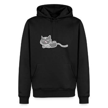 chat fatigué nuit de sommeil - Sweat à capuche Premium bio Homme - noir - Devant - Nico (187cm)