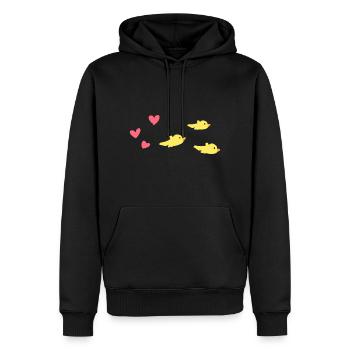 Cœur animaux oiseaux volent - Sweat à capuche Premium bio Homme - noir - Devant - Nico (187cm)
