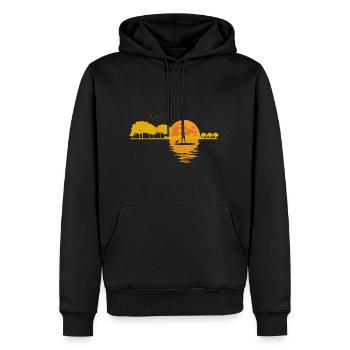 Mond Gitarre See Sonnenuntergang Stand Up Paddle - Männer Premium Bio Hoodie - Schwarz - Vorne - Nico (187cm)