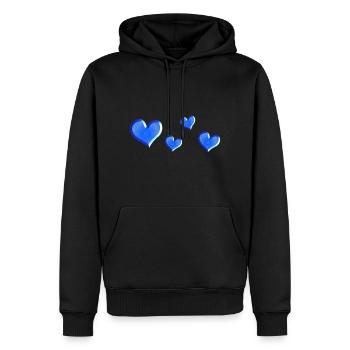 quatre cœurs bleu scintillants - Sweat à capuche Premium bio Homme - noir - Devant - Nico (187cm)