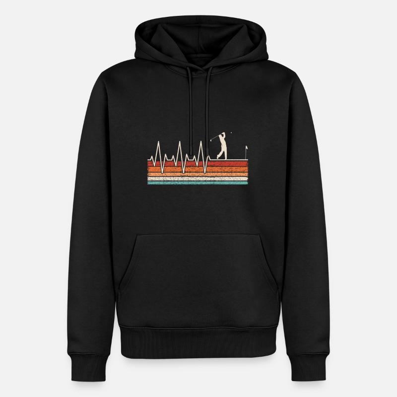 Golfspieler Herzschlag - Männer Premium Bio Hoodie - Schwarz
