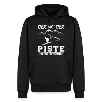 Der Mit Der Piste Spricht Skifahren - Männer Premium Bio Hoodie - Schwarz - Vorne - Nico (187cm)