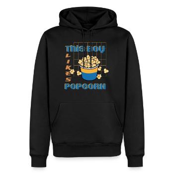 Junge mag Popcorn Delicious Popcorn Esser - Männer Premium Bio Hoodie - Schwarz - Vorne - Nico (187cm)