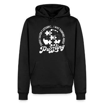 Thinking About Puzzling Jigsaw Puzzle - Men’s Premium Organic Hoodie - black - Front - Nico (187cm)