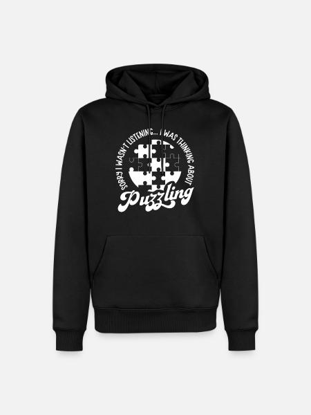 Thinking About Puzzling Jigsaw Puzzle - Men’s Premium Organic Hoodie - black