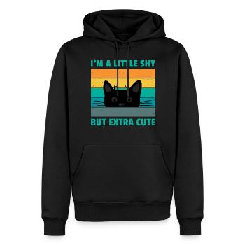 I'm A Little Shy But Extra Cute Retro Cat Lover Ca - Männer Premium Bio Hoodie - Schwarz - Vorne - Nico (187cm)