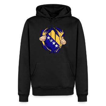 Fiers Bosniaques Bosnie-Herzégovine - Sweat à capuche Premium bio Homme - noir - Devant - Nico (187cm)