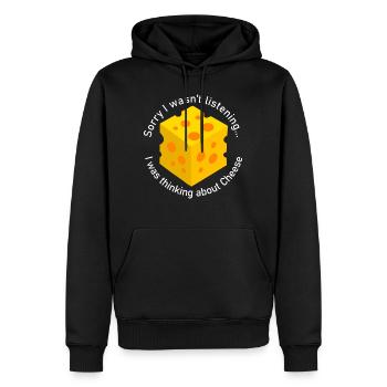 Vous pensez à la fabrication de fromages Delicious - Sweat à capuche Premium bio Homme - noir - Devant - Nico (187cm)