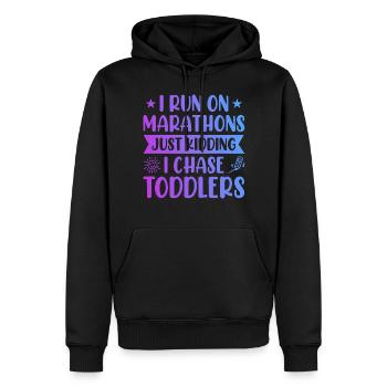 I Run Marathons Just Kidding I Chase Toddlers Baby - Männer Premium Bio Hoodie - Schwarz - Vorne - Nico (187cm)
