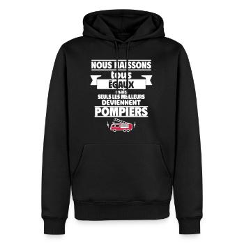 tous les hommes pompiers - Sweat à capuche Premium bio Homme - noir - Devant - Nico (187cm)