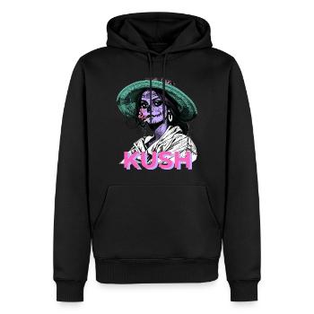 LA CATRINA KUSH FÜR INDICA UND MEXICAN LOVERS - Männer Premium Bio Hoodie - Schwarz - Vorne - Nico (187cm)