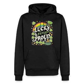 Glücklich und stolz ST PATRICK - Männer Premium Bio Hoodie - Schwarz - Vorne - Nico (187cm)