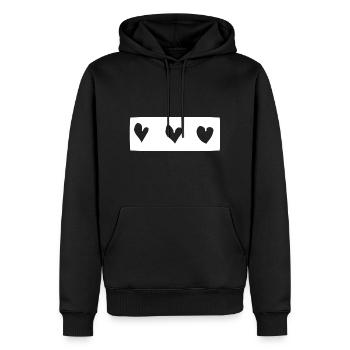 Trois Coeurs Coeur Rectangle Forme D’amour - Sweat à capuche Premium bio Homme - noir - Devant - Nico (187cm)
