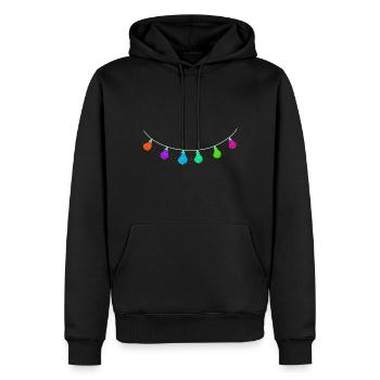 glühbirne linie kette licht bunt - Männer Premium Bio Hoodie - Schwarz - Vorne - Nico (187cm)