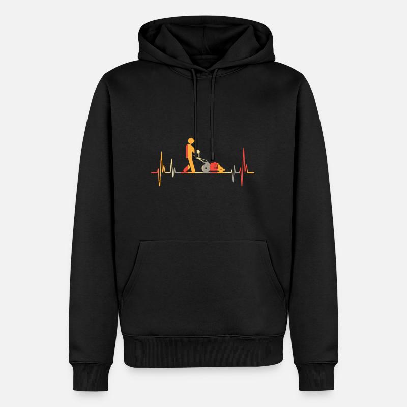 Retro Herzschlag Rasenmäher Gras Gärtner - Männer Premium Bio Hoodie - Schwarz