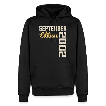 Septembre 2002 - 22e Anniversaire September 2002 - Sweat à capuche Premium bio Homme - noir - Devant - Nico (187cm)