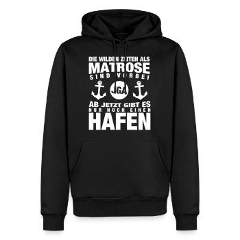 Matrose JGA - Männer Premium Bio Hoodie - Schwarz - Vorne - Nico (187cm)