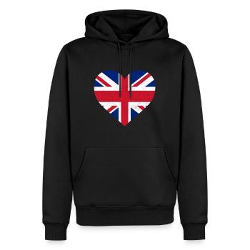 Royaume-Uni Chemise de drapeau de coeur - Chemise Brittish - Sweat à capuche Premium bio Homme - noir - Devant - Nico (187cm)