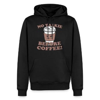 Pas de talkie avant le café - Sweat à capuche Premium bio Homme - noir - Devant - Nico (187cm)