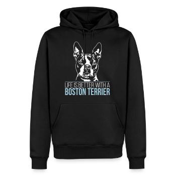 BOSTON TERRIER life is better - Männer Premium Bio Hoodie - Schwarz - Vorne - Nico (187cm)