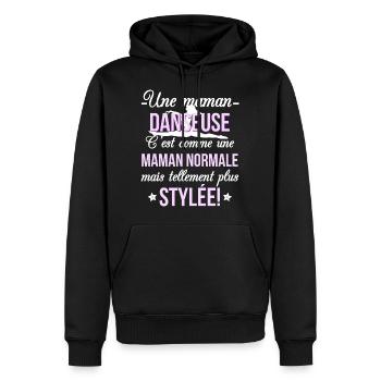 maman DANSEUSE - Sweat à capuche Premium bio Homme - noir - Devant - Nico (187cm)