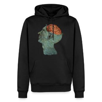 Cerveau - Sweat à capuche Premium bio Homme - noir - Devant - Nico (187cm)