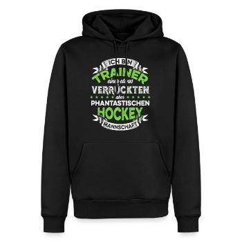 Trainer einer verrückten Hockey Mannschaft - Männer Premium Bio Hoodie - Schwarz - Vorne - Nico (187cm)