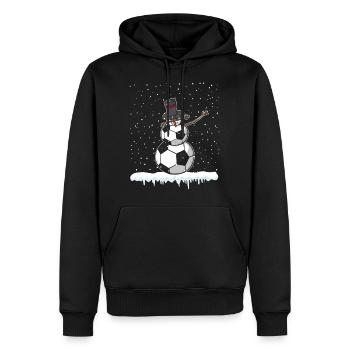 Football tamponnant bonhomme de neige Artsy Noël hiver cadeau - Sweat à capuche Premium bio Homme - noir - Devant - Nico (187cm)