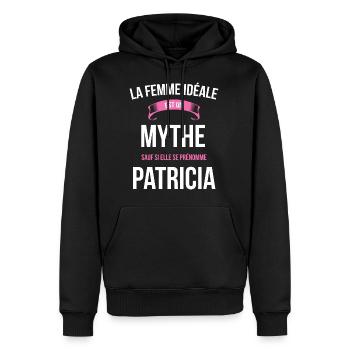 Patricia idéale mythe cadeau noël - Sweat à capuche Premium bio Homme - noir - Devant - Nico (187cm)
