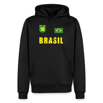 Brazil Brazilian flag jersey football - Men’s Premium Organic Hoodie - black - Front - Nico (187cm)