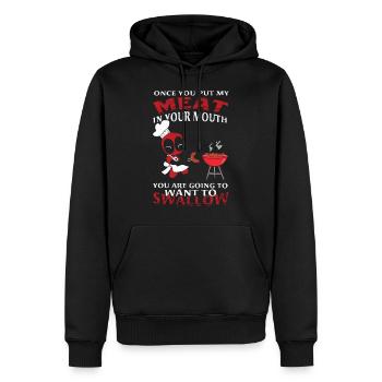 Une fois que tu as mis ma viande dans ta bouche - Sweat à capuche Premium bio Homme - noir - Devant - Nico (187cm)