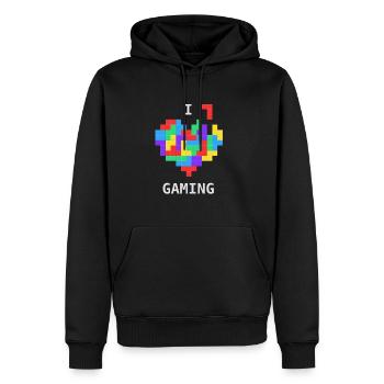 I love gaming! (Geschenk) - Männer Premium Bio Hoodie - Schwarz - Vorne - Nico (187cm)